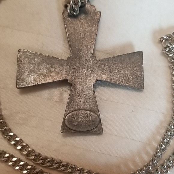 Vintage Anson Pewter Cross Necklace - Picture 2 of 4